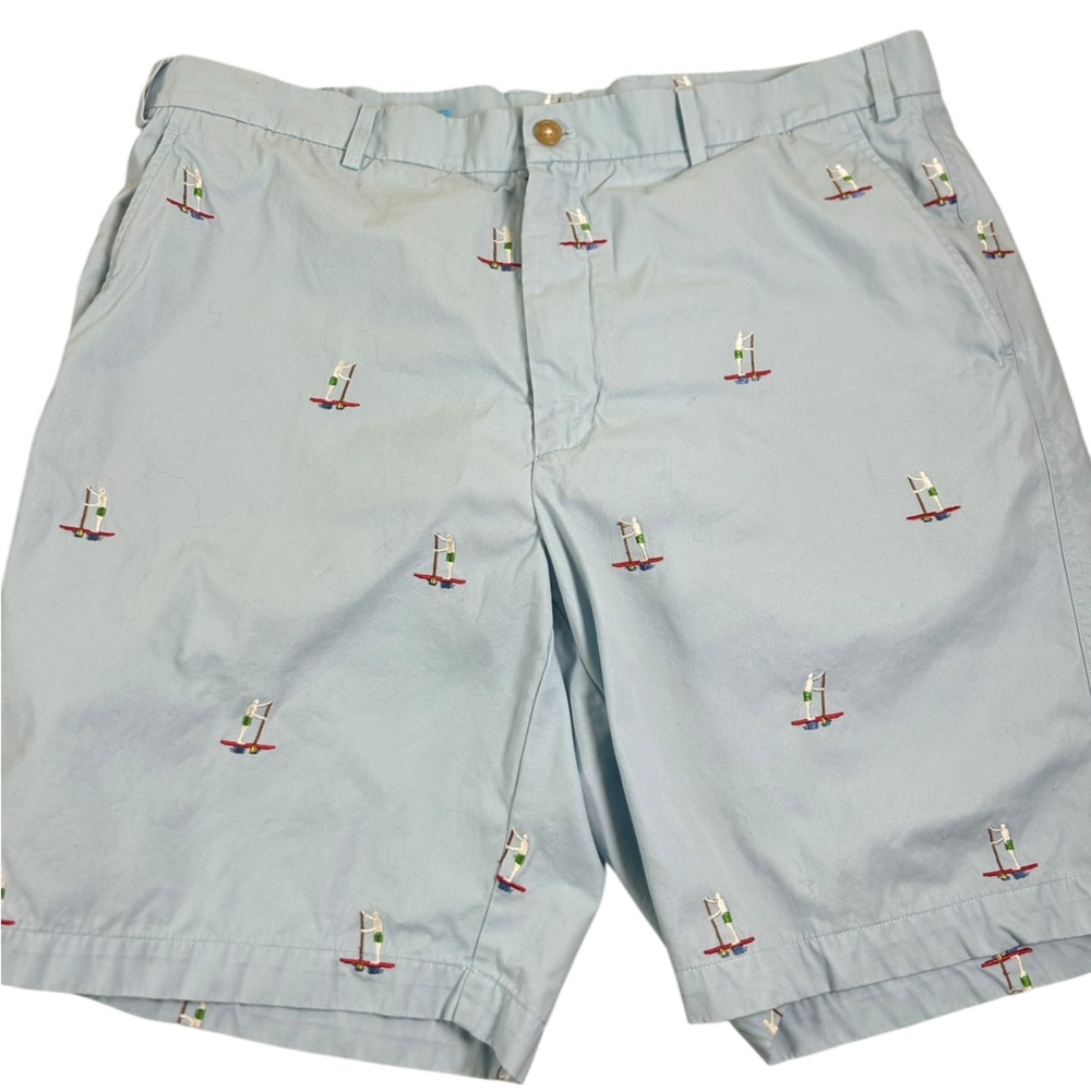 J.MCLAUGHLIN Chino Shorts Light Blue Embroidered‎ SUP Paddle Board Men 38